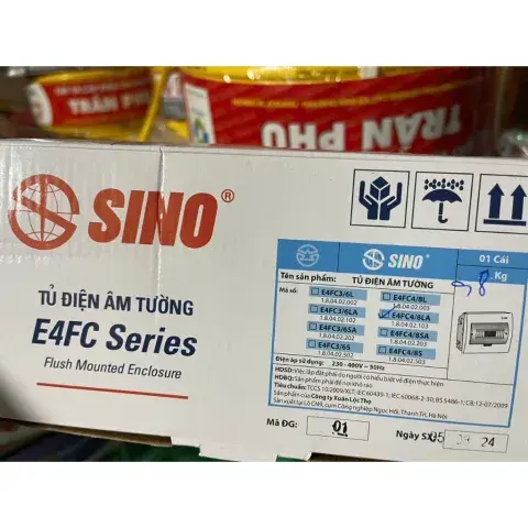 Tủ Điện Âm Tường 4/8 Module E4FC Sino - E4FC 4/8 LA