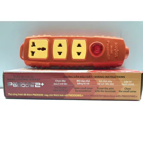 Ổ Cắm Điện 3 Lỗ Không Dây 6000W Có Nút Nguồn SOPOKA P6000W2+