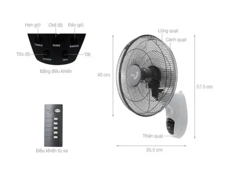 Quạt Treo Remote Asia VY377 Series 55W Chính Hãng Giá Tốt