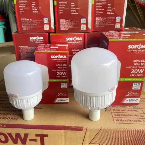 Bóng Đèn LED Trụ Tròn SOPOKA Dòng H 20W đến 60W Ánh Sáng Trắng