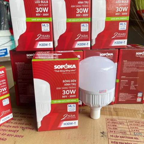 Bóng Đèn LED Trụ Tròn SOPOKA Dòng H 20W đến 60W Ánh Sáng Trắng
