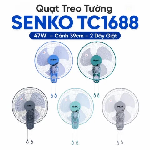 Quạt Treo Tường Senko TC1688 47W Cánh 39cm 2 Dây Giật Chính Hãng