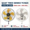 Quạt treo tường Senko TC1623 - 47W, 5 cánh cam với 2 dây giật (Mã mới TC1623)