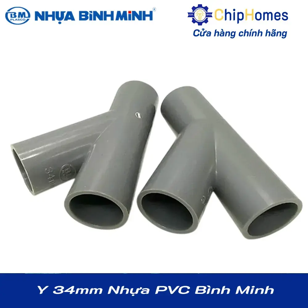 Y 34 nhựa PVC Bình Minh - Loại Dày, DN 34mm, PN 12 bar