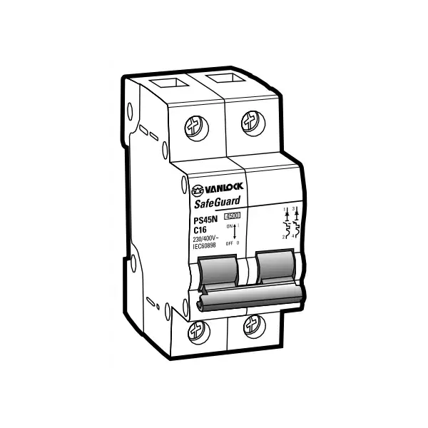 Aptomat 2 cực MCB 2P 4.5kA (6A - 63A) PS45N/C20 SINO