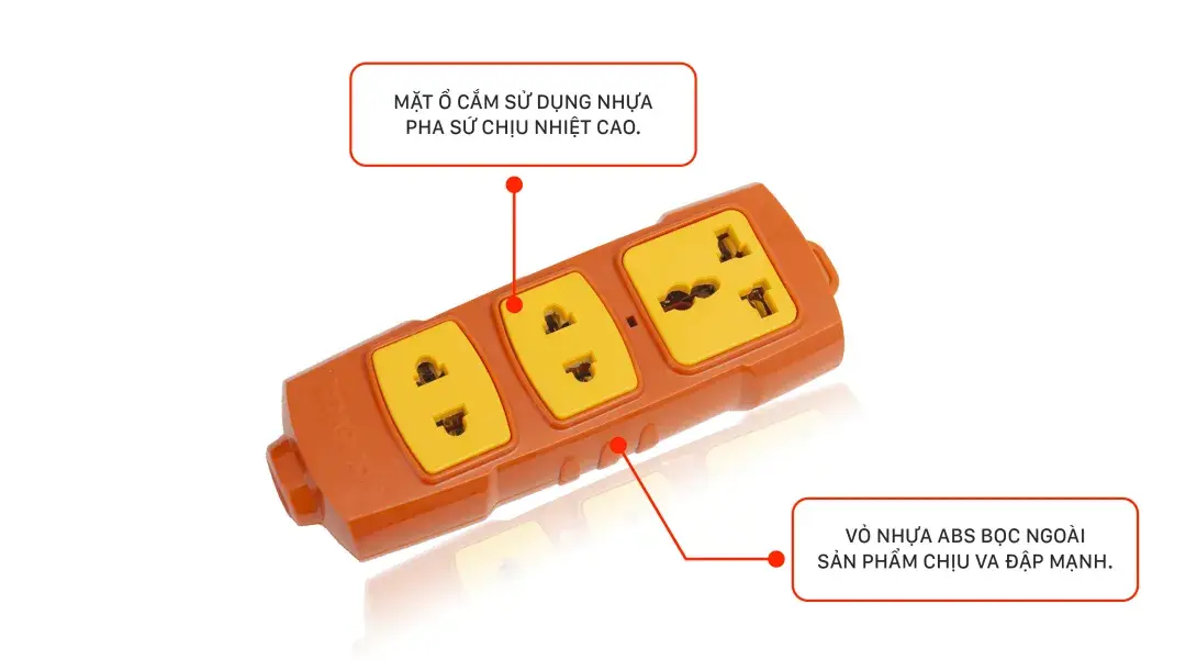 Ổ cắm Sopoka 3 ổ lõi sứ chống cháy 6000W