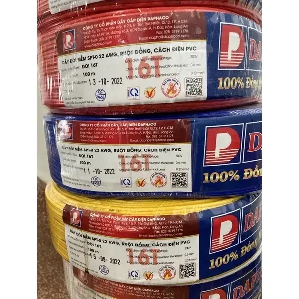 Dây Điện Đôi Mềm Daphaco VFF 2x0.32mm (Cuộn 100m)