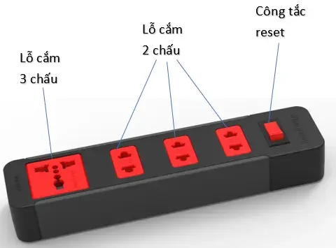 Ổ cắm Điện Quang ECO ĐQ ESK 4BR là ổ cắm 4 lỗ kết hợp (2 chấu/3 chấu), dài 2-5 mét