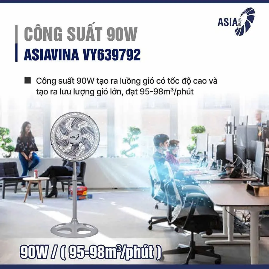Quạt đứng công suất lớn 90W Turbo Plus ASIAVina VY639792 VY639892