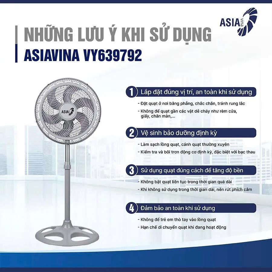 Quạt đứng công suất lớn 90W Turbo Plus ASIAVina VY639792 VY639892