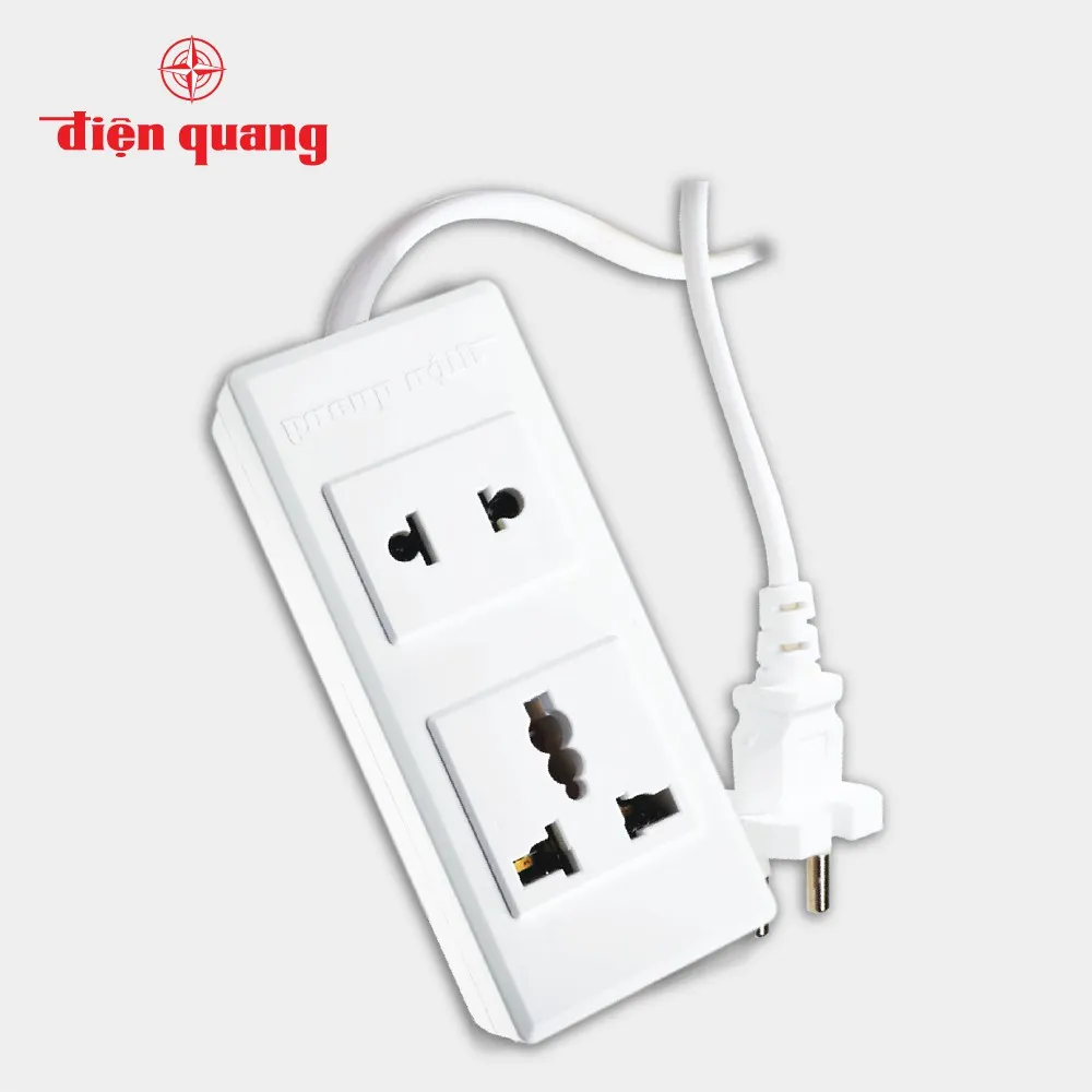 Ổ cắm điện đa năng Điện Quang ĐQ 001A-02 2 lỗ chịu tải 2500W