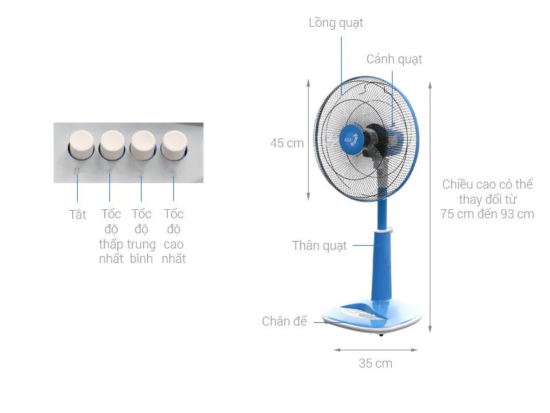 Quạt Lửng Asiavina 55W VY358192 VY358792 Chính Hãng Giảm Giá